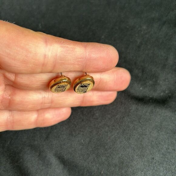 Owl Earrings | Vintage Wood tone - Picture 3 of 6